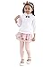 Arshiner Little Girls Mini Double Skirt Leggings Tights in Stretch Cotton,Pink,Size 7T
