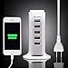 USB Charger 5 Port 5 Feet Cord Socket, Kasonic Universal 6A 30W Portable Hub Desktop Wall Charging Multi Ports Rapid Adapter Vertical Station(White-196)