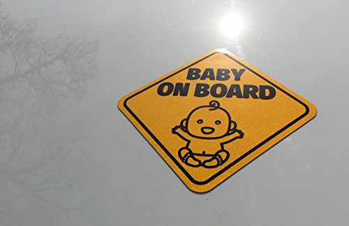 image for Embrium 2 Baby on Board Safety Reflective Bumper Magnet Signs & 2 Baby