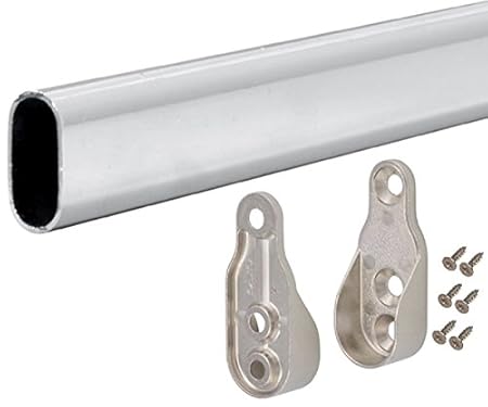 Wardrobe Rail Oval Chrome Hanging Rails Free End Supports Screws