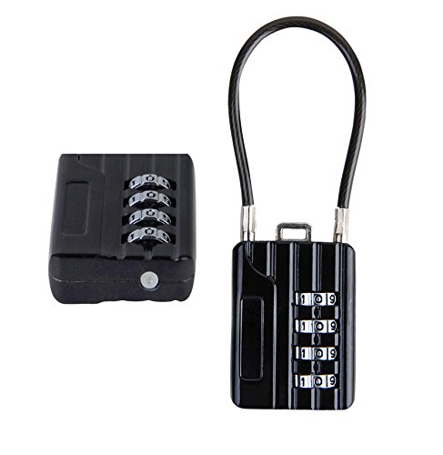 SEPOX Resettable Combination Travel Padlock, 4 Digit Cable Lock for Suitcase, Travel Bag, and Gym Lockers, Filing Cabinets, Toolbox, Case, —Silver/Black Pack of 4 - Thumbnail 4