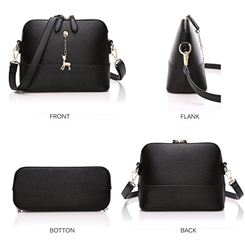 SiMYEER Stylish Crossbody Bags Shoulder Bag Purses for Women Small Ladies Handbags Messenger Bags (Black 2) - Thumbnail 2