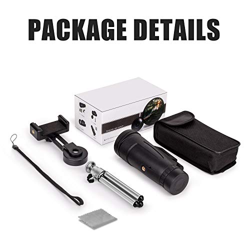 Monocular Telescope, 12x50 Compact Monocular Scope with Smartphone Mount & Tripod for Adults Bird Watching Hunting Concerts Traveling Wildlife Scenery