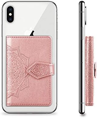 Ropigo Cell Phone Mandala Wallet,Credit Card Holder for Back of Phone Pocket 3M Adhesive Sticker Card Pouch Sleeve for iPhone/Samsung Galaxy/Sony/Android and Most Smartphones (Rose Glod)