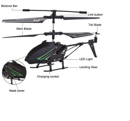 Outdoor Remote Control Helicopter for Kids Age 8 RC Helicopter with Gyro Storage Bag (Black) - Thumbnail 2