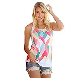 Flank Women Summer Loose Sleeveless Geometry Printing Tank Tops
