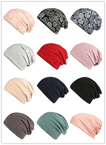 HONENNA Flower Printed Cotton Beanie Women Turban Headband Chemo Cap (2 Pack Set 13) - Thumbnail 4