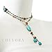 Chuvora Genuine Turquoise Gemstones and Crystal Beaded Y Drop Long Necklace, 26 inches
