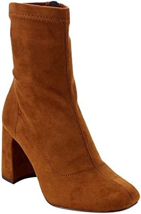 Speed Limited 98 FE65 Women's Casual Ankle High Chunky Block Heel Booties, Color:COGNAC, Size:7.5