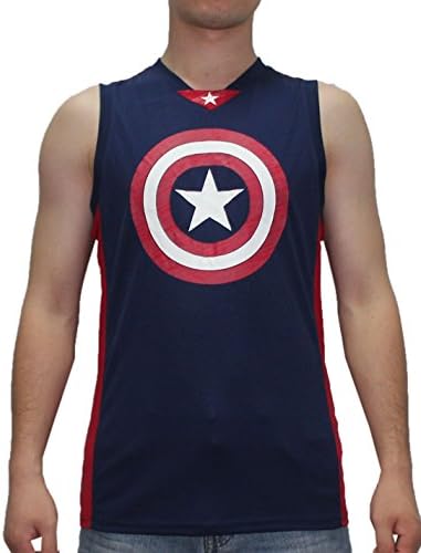 JIAJIA1Women tank top Marvel Comics Captain America Mens Summer Sleeveless Shirt/Tank Top XL(46/48) Dark Blue