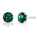 Peora Solid 14K White Gold Created Emerald Solitaire Stud Earrings for Women, Hypoallergenic 1.50 Carats total Round Shape AAA Grade, May Birthstone, Friction Backs, Dainty Green Earrings,