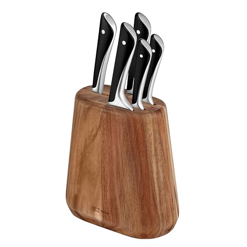Tefal Jamie Oliver 5-Piece Kitchen Knife Set with Acacia Wood Block