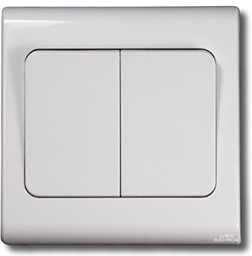 Deta S1346 Wide Rocker Light Switch 2 Gang 2 Way SP 10 Amp