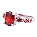 Emsione 925 Silver Plated Oval Created Garnet Promise Eternity Women's Band Rings Color Red Size 6