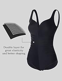 DELIMIRA Traje de baño de una pieza para dama, traje de baño modesto y sencillo