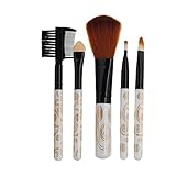 Garrelett 5Pcs Makeup Brushes Set Horse Hair Wooden Handle Cosmetic Brushes Eyebrow Eyeshadow Blush Lip Eye Brush