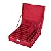KLOUD City Two-Layer Jewelry Box Organizer Display Storage case with Lock (Dark Red)