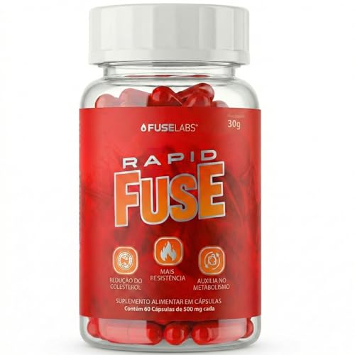 Rapid Fuse Pré Treino e Termogênico (Foguinho) - 60 Cápsulas com Cafeína, Psyllium e Picolinato de Cromo - Fuselabs - Suplemento para Academia e Fitness