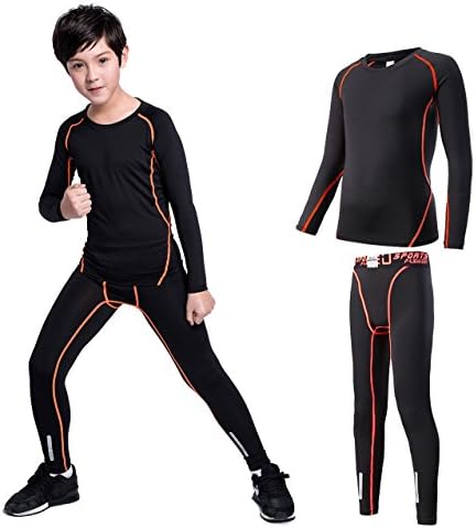 Kid's Thermal Underwear Set Long John Skin Base Layer Tops and Bottom Moisture Wicking