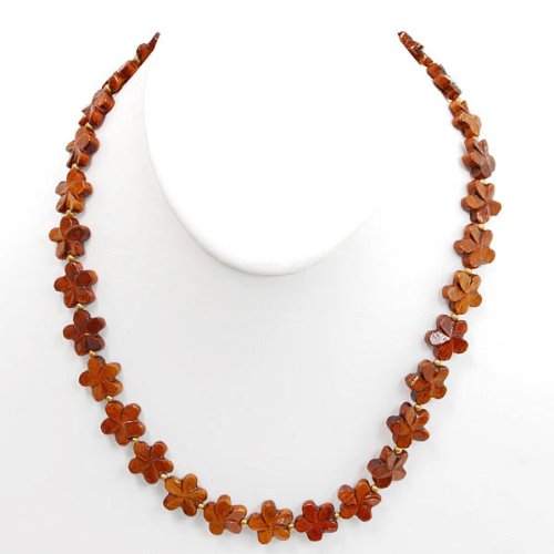Koa Wood Necklace - All Mini Plumeria 18"