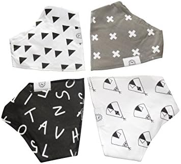 Baby Bandana Drool Bibs by Babi Bambino 4-Pack Vibrant Prints on Absorbent Organic Cotton with Adjustable Double Snaps Ideal Shower Gift for Boys and Girls