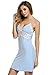 Ekouaer Womens Sleepwear Dress Lace Trimmed Chemise Sleepshirts,Viscose-light Blue,Large