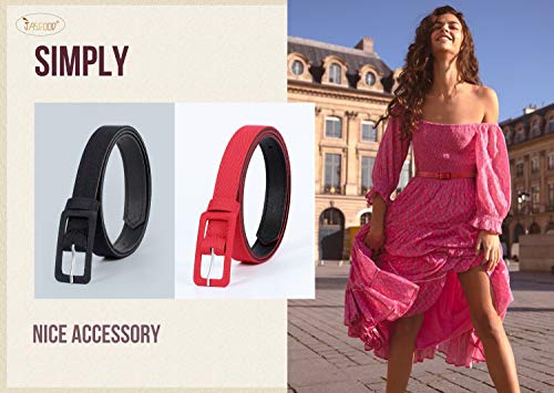 JASGOOD Women Skinny Waist Belt for Dress Jeans Pants Simple Thin Belt 0.75 inch Wide 2 Pack