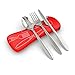 Roaming Cooking Reusable Travel Utensils with Case | Fork and Spoon Set with Knife and Optional Reusable Straws – Great Office, Travel, or Camping Accessories | Lightweight, Sturdy Reusable Utensils