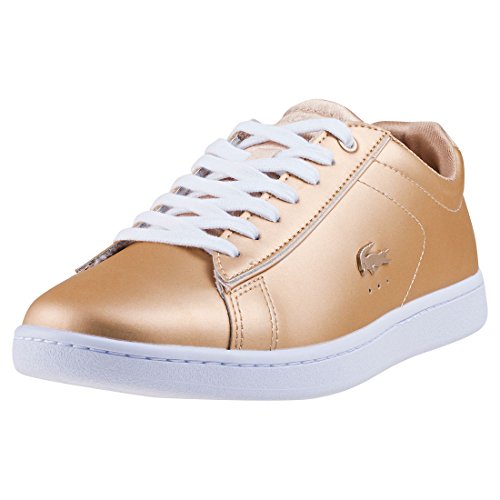 Lacoste Carnaby Evo 118 1 Womens Trainers Gold White - 4 UK