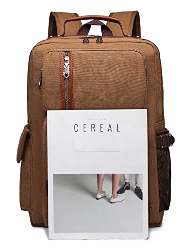 BEFAiR Unisex Middle Student Backpack Vintage Canvas Rucksack Travel Hiking Daypack Coffee
