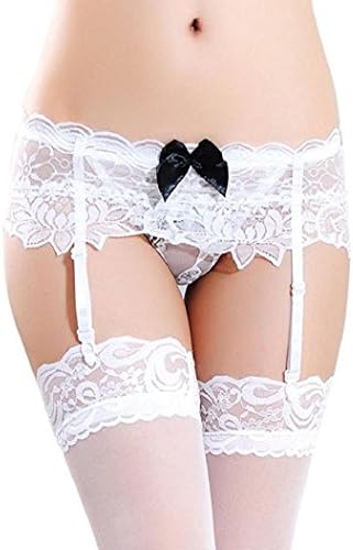 Women Sexy Lace Suspender Garter Belt with Thigh High Stockings Set