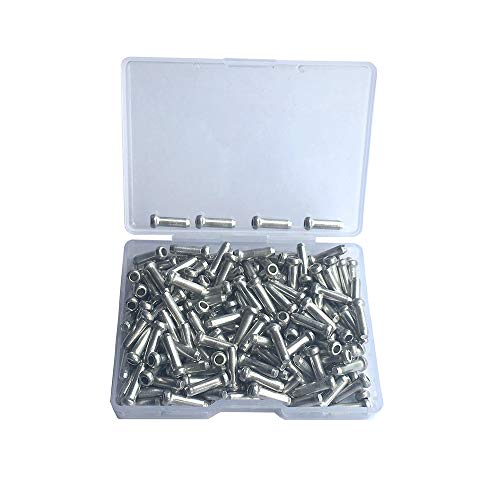 Huture 200Pcs Alloy Bicycles Brake Cable Caps End Tips Shifter Crimp Ferrules Caps for Road Mountain Bikes Silver