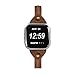 bayite Slim Leather Bands Compatible with Fitbit Versa/Versa Lite/SE Smartwatch, Breathable Soft Genuine Leather Strap Women (5.3