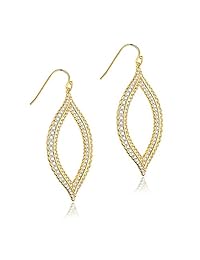MDFUN Dangle Earrings 14K Gold Plated Cubic Zirconia Lace Design Teardrop Fashion Jewelry for Women