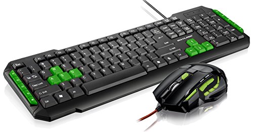 Kit Teclado e Mouse Gamer Multilaser Firemouse - Verde - 2400dpi - TC201 / MO208