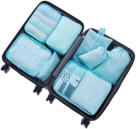 8 Set Packing Cube -Travel Storage Bags,Organizer Set with Shoes Drawstring Bag
