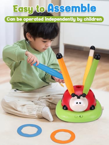 3 in 1 Outdoor Games Child Kit, Ring Throwing Game, Rocket Toy, Musical Jumping, Children's Games 3 4 5 6 7 8 9 Years Christmas Games, Girl Boy Birthday Gift, Agility Fun for Children and Adults