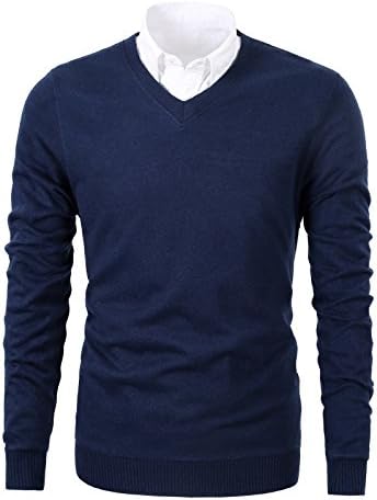 Mesahara Mens Slim Fit Light Weight V-Neck Pullover Sweater