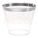 DRINKET Silver Plastic Cups 9 oz Clear/Tumblers Fancy Plastic Wedding Cups With Silver Rim 50 Ct Disposable For Party Holiday and Occasions SUPER VALUE PACK