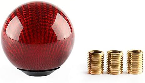 Carbon Fiber Style Gear Shift Knob Universal Shifter Knobs with 3 Adapters Stick Shifter Round Ball Red: Home Improvement