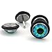 KONOV Mens Stainless Steel Evil Eye Stud Earrings, Blue Black