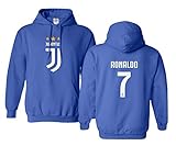 SMARTZONE Soccer Shirt #7 Cristiano Ronaldo Juve CR7 Boys Girls Youth Hooded Sweatshirt (Royal, Youth Large)