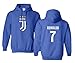 SMARTZONE Soccer Shirt #7 Cristiano Ronaldo Juve CR7 Boys Girls Youth Hooded Sweatshirt (Royal, Youth Large)