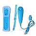 Jozabova New Remote and Nunchuck Controller Combo Set Bundle Remote and Silicon Case + Wrist strap For Wii (WII, Blue)