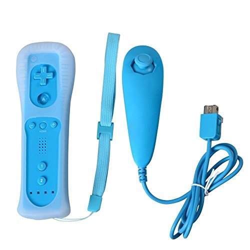 Jozabova New Remote and Nunchuck Controller Combo Set Bundle Remote and Silicon Case + Wrist strap For Wii (WII, Blue) Jozabova New Remote and Nunchuck Controller Combo Set Bundle Remote and Silicon Case + Wrist strap For Wii (WII, Blue)