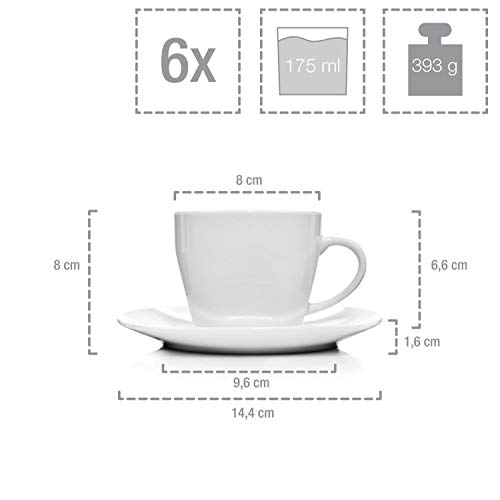 SÃNGER | 12-teiliges Kaffeetassen Set Bilgola aus Porzellan, Kaffee Geschirrset für 6 Personen, Tassen & Untersetzer, Eckiges Design 150 ml | PREMIUM COLLECTION – Bild 4
