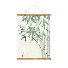 Wooden Framed Hanging Poster Bamboo Wall Picture Canvas Artwork for Home Decoration Ready to Hang - 18"x24" inches