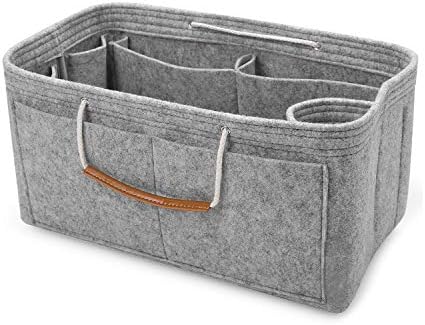 NOTAG Felt Handbag Organiser, Multi-Pocekt Bag Organiser Insert Tote Organiser with Double Handles (X-S, Grey)