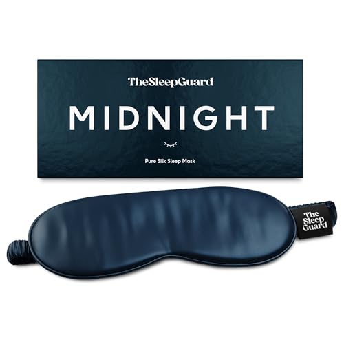 TheSleepGuard Pure Silk Sleep Mask [100% 6A Mulberry Silk, 22 Momme] Light Blocking Travel Essentials. Eye Masks for Sleeping. Black Oeko-Tex Blindfold. Eye Covers for Men & Women (Midnight Navy)