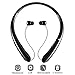 Sport Bluetooth Headphones,LISN Wireless Neckband Headset with Retractable Earbuds,Stereo Sweatproof Noise Cancelling in Ear Earphones 7-8 Hrs Playtime with Mic (Black)